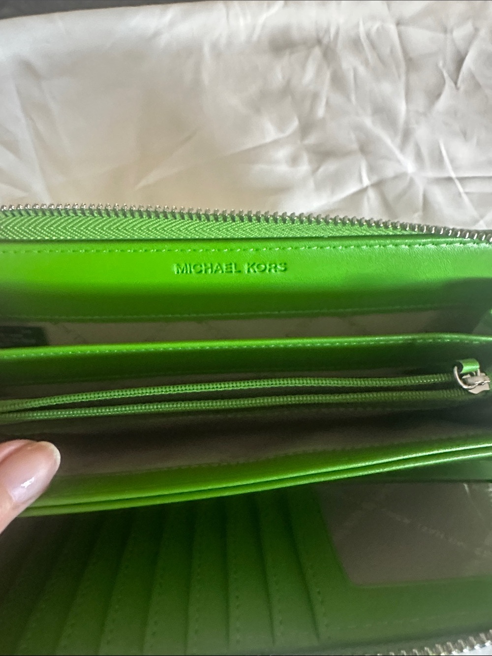 Michael Kors Green and White Zebra Print calf hair Wallet/Wristlet - Picture 8 of 12